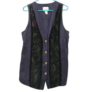 Vintage 90s Purple Embroidered Tunic Length Vest size 10